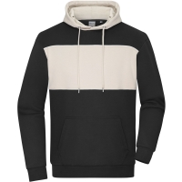 Sweat-Hoody colour-block UNISEX - Black/sandstone