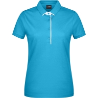Ladies' Polo Single Stripe - Turquoise/white
