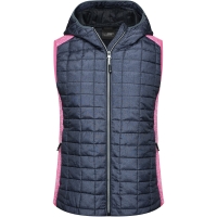 Ladies' Knitted Hybrid Vest - Pink melange/anthracite melange