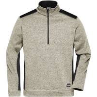 Men's Knitted Workwear Fleece Half-Zip - STRONG - - Stone melange/black