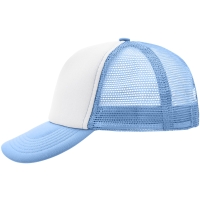 5 Panel Polyester Mesh Cap - White/light blue