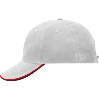 6 Panel Double Sandwich Cap - Light grey/red/black