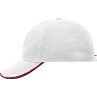 6 Panel Double Sandwich Cap - White/red/navy