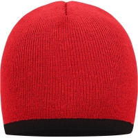 Beanie with Contrasting Border - Red/black