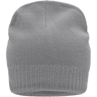 Knitted Beanie with Fleece Inset - Light grey melange
