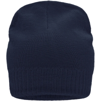 Knitted Beanie with Fleece Inset - Navy