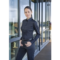 Long-Sleeve Ladies' Blouse Active-Stretch in Slim-Fit - Black