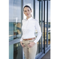 Long-Sleeve Ladies' Blouse Active-Stretch in Slim-Fit - White
