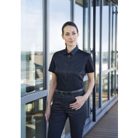 Short-Sleeve Ladies' Blouse Active-Stretch with Slim-Fit - Black