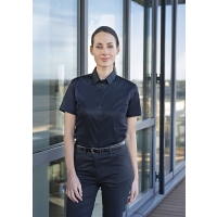 Short-Sleeve Ladies' Blouse Active-Stretch in Modern-Fit - Black