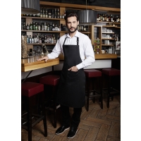 Bib Apron Basic with Buckle and Pocket - Black