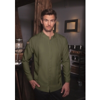 Chef Jacket Green-Generation, from Sustainable Material, 72% GRS Certified Recycled Polyester / 28% Conventional Cotton - Moss green