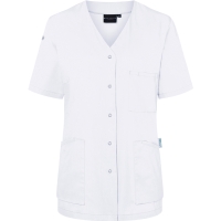 Short-Sleeve Ladies' Tunic Essential, from Sustainable Material, 65% GRS Certified Recycled Polyester / 35% Conventional Cotton - White