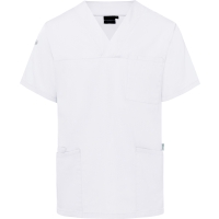 Short-Sleeve Men's Slip-on Tunic Essential, from Sustainable Material, 65% GRS Certified Recycled Polyester / 35% Conventional Cotton - White