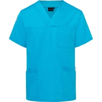 Short-Sleeve Men's Slip-on Tunic Essential, from Sustainable Material, 65% GRS Certified Recycled Polyester / 35% Conventional Cotton - Pacific blue
