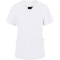 Short-Sleeve Ladies' Slip-on Tunic Essential, from Sustainable Material, 65% GRS Certified Recycled Polyester / 35% Conventional Cotton - White