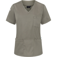 Short-Sleeve Ladies' Slip-on Tunic Essential, from Sustainable Material, 65% GRS Certified Recycled Polyester / 35% Conventional Cotton - Sage