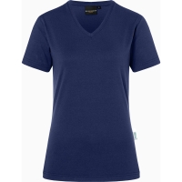Ladies' Workwear T-Shirt Casual-Flair, from Sustainable Material, 51% GRS Certified Recycled Polyester / 46% Conventional Cotton / 3% Conventional Elastane - Navy