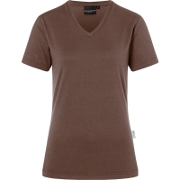 Ladies' Workwear T-Shirt Casual-Flair, from Sustainable Material, 51% GRS Certified Recycled Polyester / 46% Conventional Cotton / 3% Conventional Elastane - Light brown