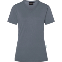 Ladies' Workwear T-Shirt Casual-Flair, from Sustainable Material, 51% GRS Certified Recycled Polyester / 46% Conventional Cotton / 3% Conventional Elastane - Anthracite