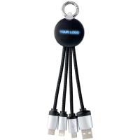 3-in-1 Charging Cable with Light - Black / blue