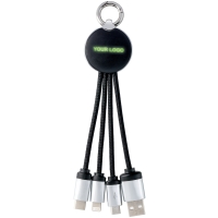 3-in-1 Charging Cable with Light - Black / green