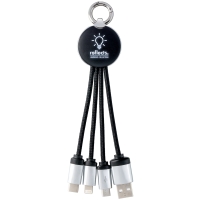3-in-1 Charging Cable with Light - Black / white