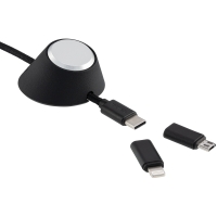 6-in-1 Charging Cable incl. Cable Holder - Black / silver