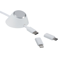 6-in-1 Charging Cable incl. Cable Holder - White / silver
